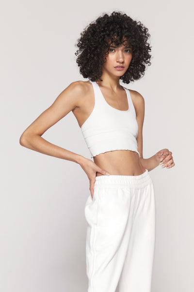 SPIRITUAL GANGSTER AMOR SEAMLESS CROP TANK - WHITE