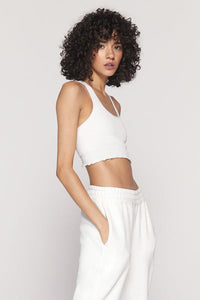 SPIRITUAL GANGSTER AMOR SEAMLESS CROP TANK - WHITE