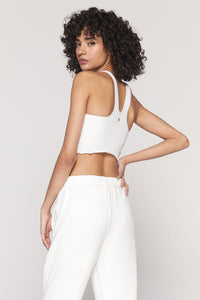 SPIRITUAL GANGSTER AMOR SEAMLESS CROP TANK - WHITE