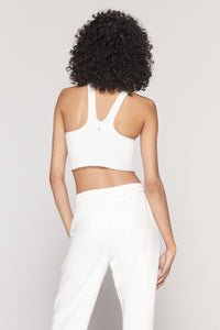 SPIRITUAL GANGSTER AMOR SEAMLESS CROP TANK - WHITE