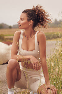 SPIRITUAL GANGSTER AMARA SEAMLESS WIDE RIB BRA - HEATHER OATMEAL