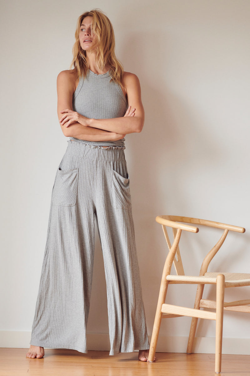 FREE PEOPLE MOVEMENT BLISSED OUT WIDE LEG PANTS - HEATHER GREY 6937 – Work  It Out