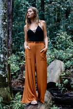 FREE PEOPLE MOVEMENT BLISSED OUT WIDE LEG PANTS - TOASTED COCONUT 6937