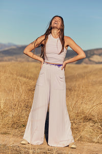 FREE PEOPLE MOVEMENT BLISSED OUT WIDE LEG PANTS - DEW BERRY 6937