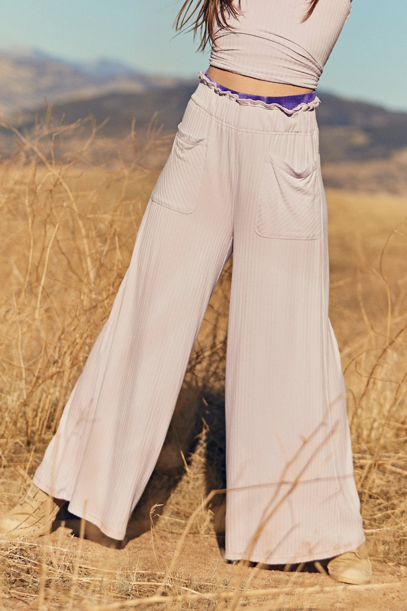 FREE PEOPLE MOVEMENT BLISSED OUT WIDE LEG PANTS - DEW BERRY 6937