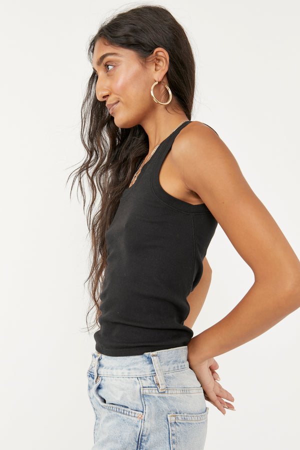 FREE PEOPLE INTIMATES U-NECK TANK - BLACK 9063