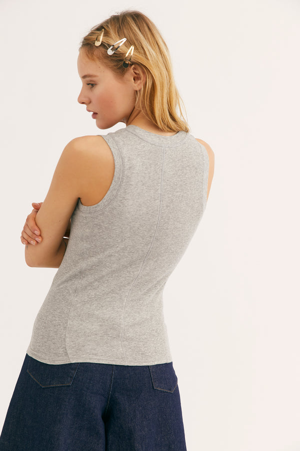 FREE PEOPLE INTIMATES U-NECK TANK - HEATHER GREY 9063