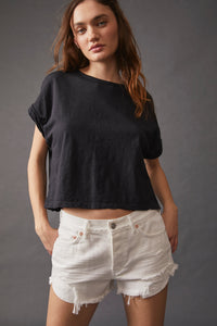 FREE PEOPLE YOU ROCK TEE - BLACK 3449