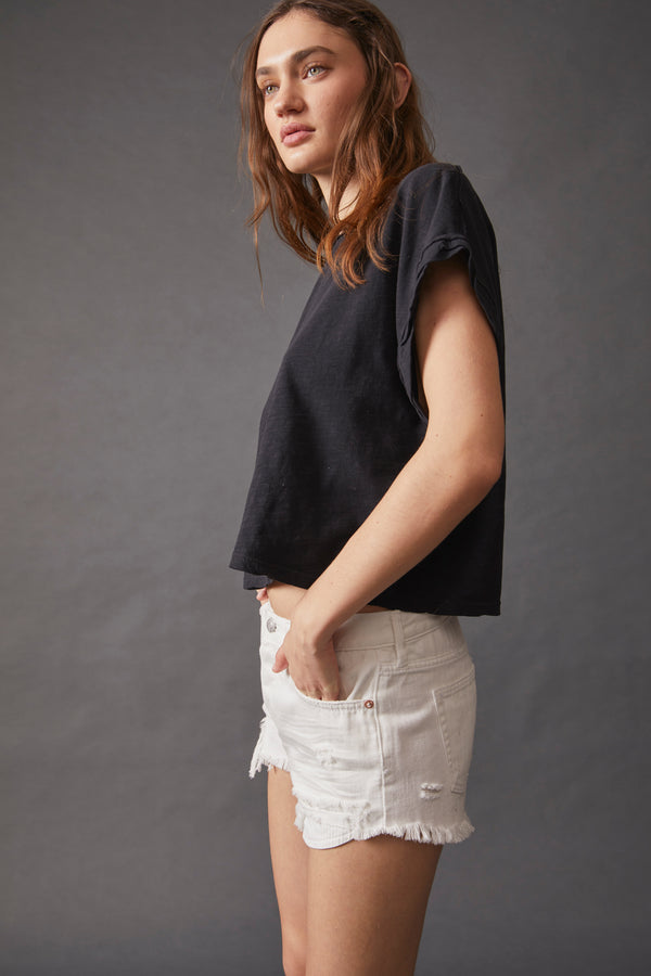 FREE PEOPLE YOU ROCK TEE - BLACK 3449