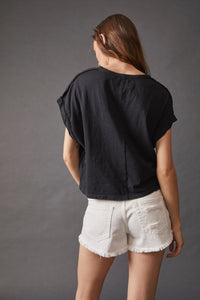 FREE PEOPLE YOU ROCK TEE - BLACK 3449