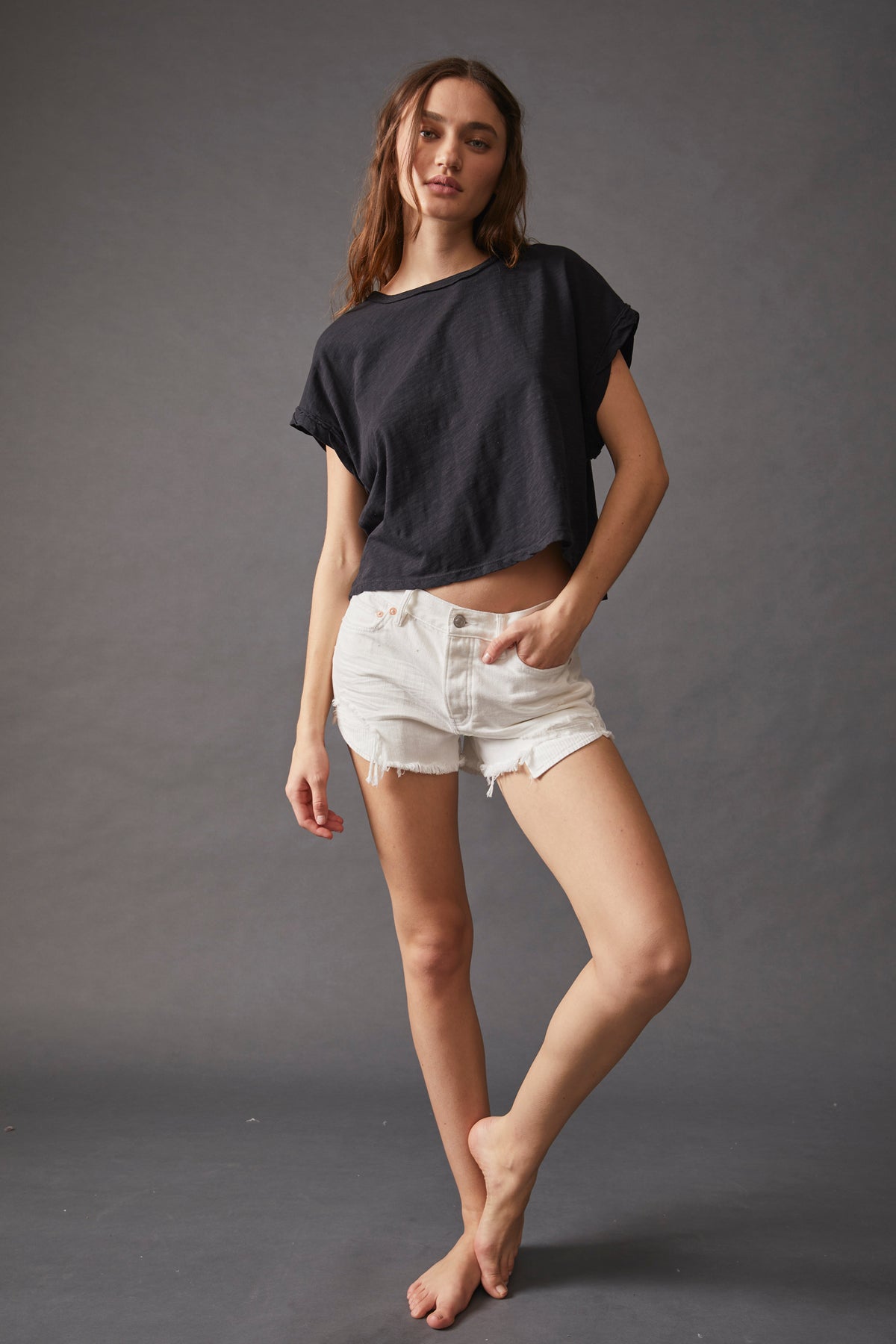 FREE PEOPLE YOU ROCK TEE - BLACK 3449