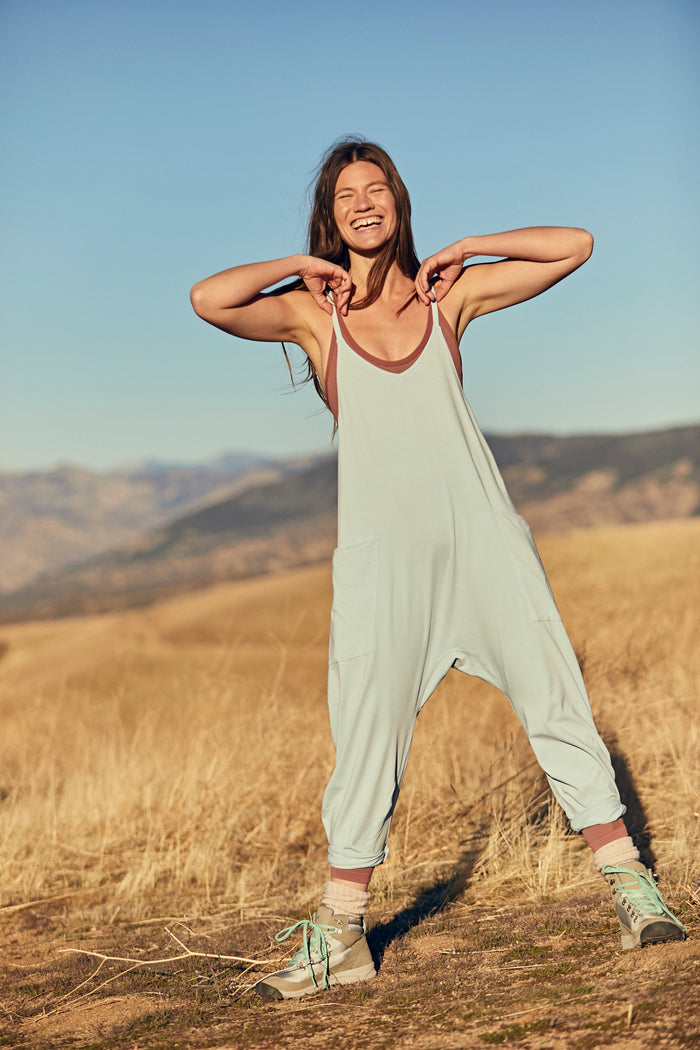 FREE PEOPLE MOVEMENT HOT SHOT ONESIE - TEAL GREY 9677
