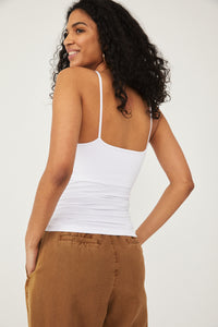FREE PEOPLE INTIMATES SEAMLESS V-NECK CAMI - WHITE 7104