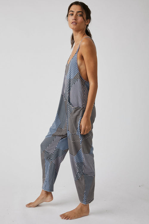 FREE PEOPLE MOVEMENT HOT SHOT ONESIE PRINTED - BLACK STRIPE COMBO 7597