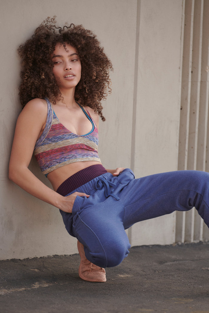 FREE PEOPLE MOVEMENT HYPE THE STRIPE CAMI - INDIGO COMBO - 2645
