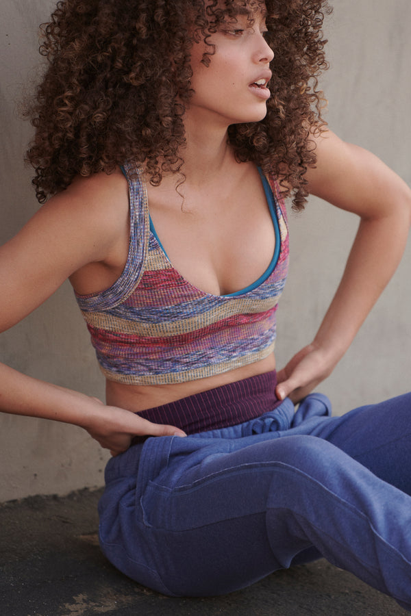 FREE PEOPLE MOVEMENT HYPE THE STRIPE CAMI - INDIGO COMBO - 2645