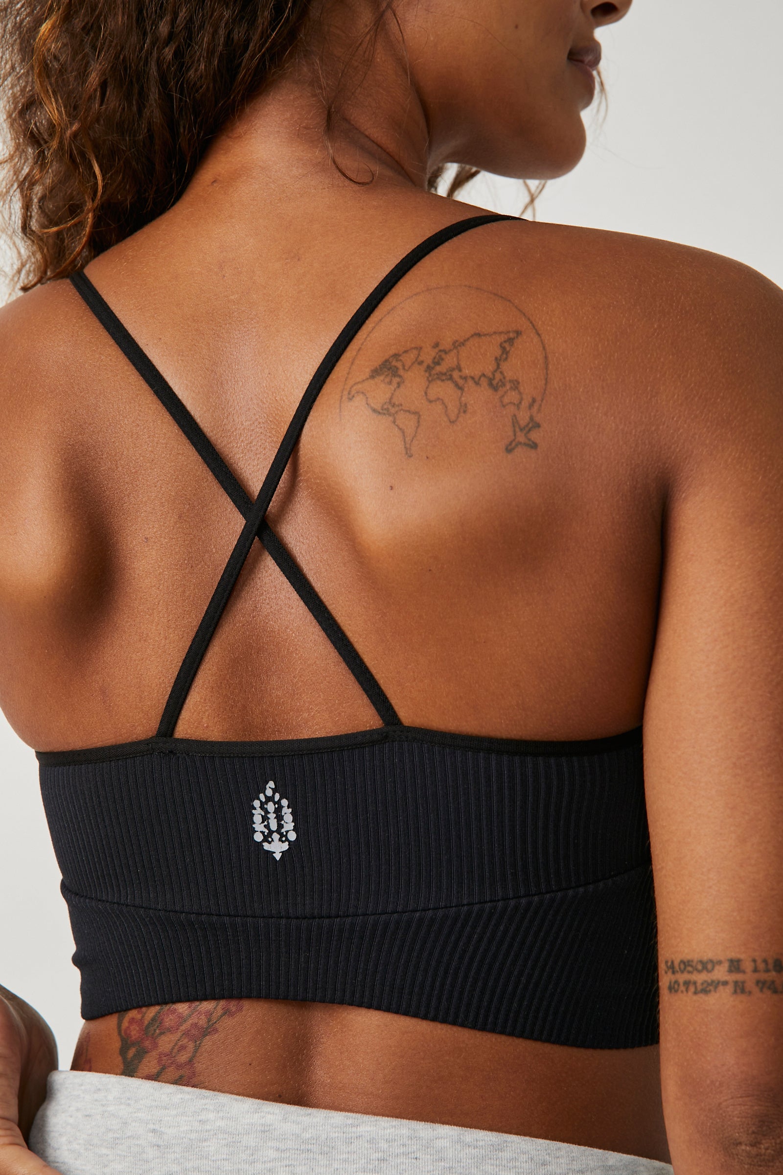 Free People Movement Free Throw Crop Sports Bra in Black and Flamingo