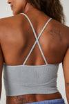 FREE PEOPLE MOVEMENT FREE THROW STAPPY BACK CUTOUT CROP TANK - HEATHER GREY 0843