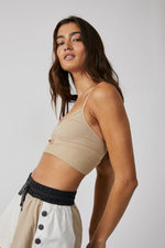 FREE PEOPLE MOVEMENT FREE THROW STAPPY BACK CUTOUT CROP TANK - CLAY 0843