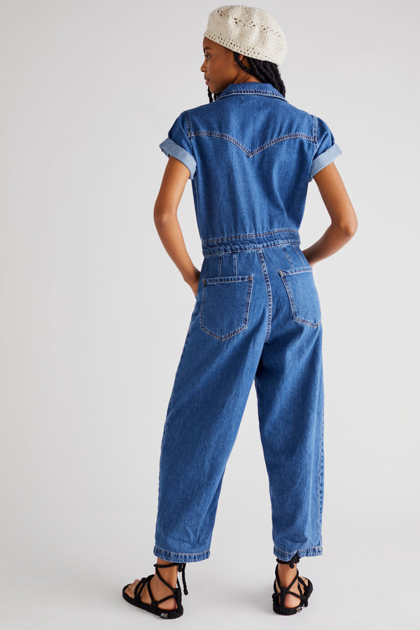 FREE PEOPLE MARLA TROUSER JUMPSUIT - SAPPHIRE BLUE 0251