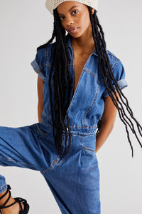 FREE PEOPLE MARLA TROUSER JUMPSUIT - SAPPHIRE BLUE 0251