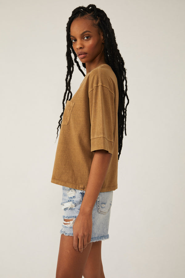 FREE PEOPLE ALISSA TEE - GOLDEN OLIVE 5140
