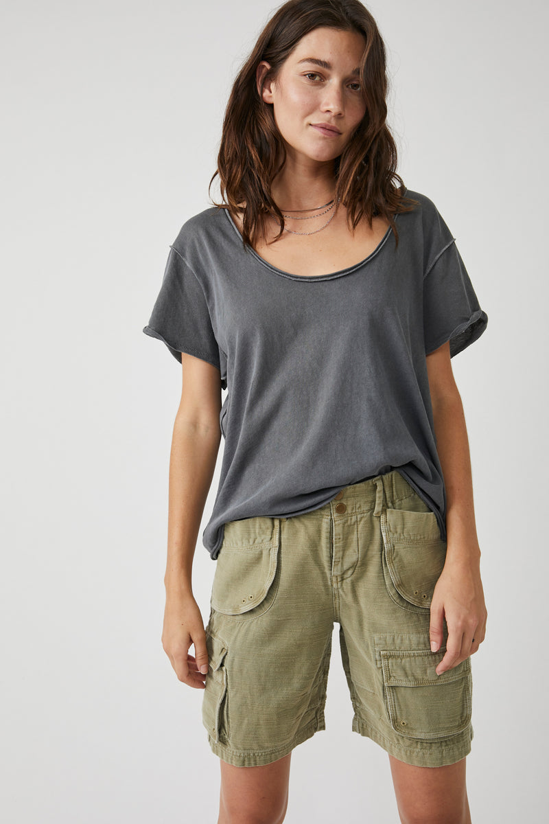 FREE PEOPLE DYLAN TEE - CHARCOAL 6660