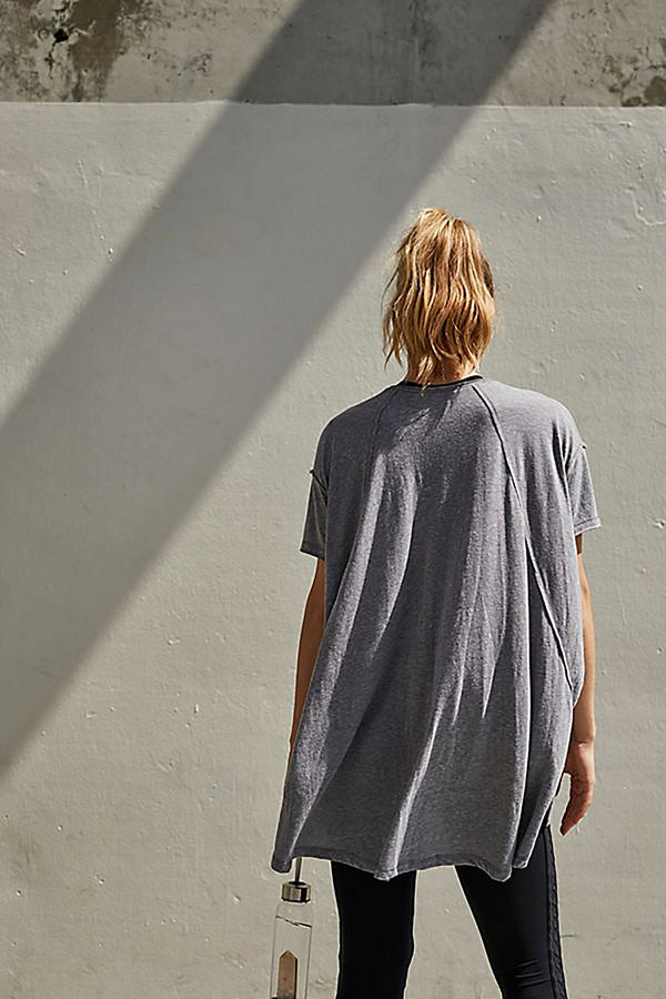 FREE PEOPLE MOVEMENT CITY VIBES TEE - HEATHER GREY 5486