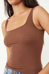 FREE PEOPLE SQUARE ONE SEAMLESS CAMI - CAPPUCCINO 4894