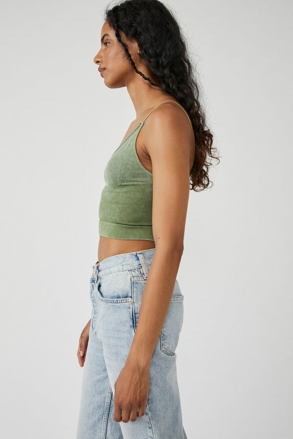 FREE PEOPLE RIBBED V-NECK BRAMI - WASHED ARMY 7796