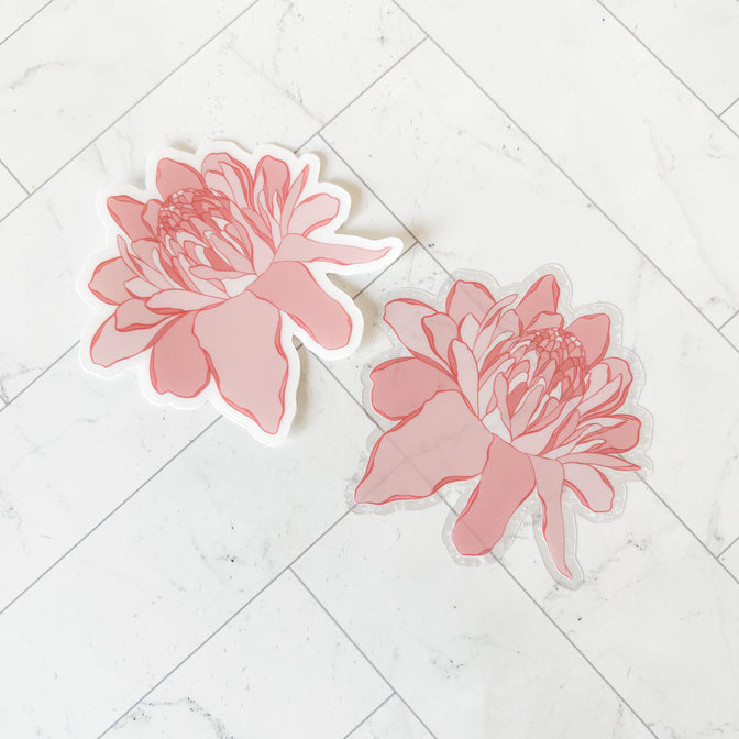 KAKOU COLLECTIVE PINK TORCH GINGER CLEAR VINYL STICKER