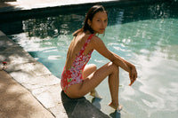 RHYTHM ISLE FLORAL SCOOP NECK ONE PIECE | RED