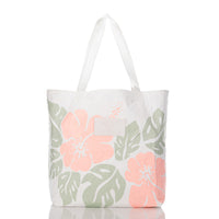 ALOHA COLLECTION REVERSIBLE TOTE / BIG ISLAND HIBISCUS - MELON + SAGE