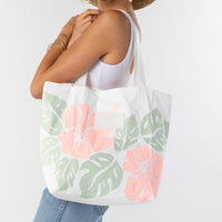 ALOHA COLLECTION REVERSIBLE TOTE / BIG ISLAND HIBISCUS - MELON + SAGE