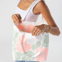 ALOHA COLLECTION REVERSIBLE TOTE / BIG ISLAND HIBISCUS - MELON + SAGE