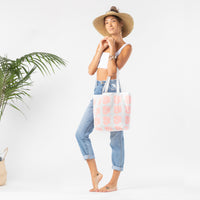 ALOHA COLLECTION REVERSIBLE TOTE / BIG ISLAND HIBISCUS - MELON + SAGE