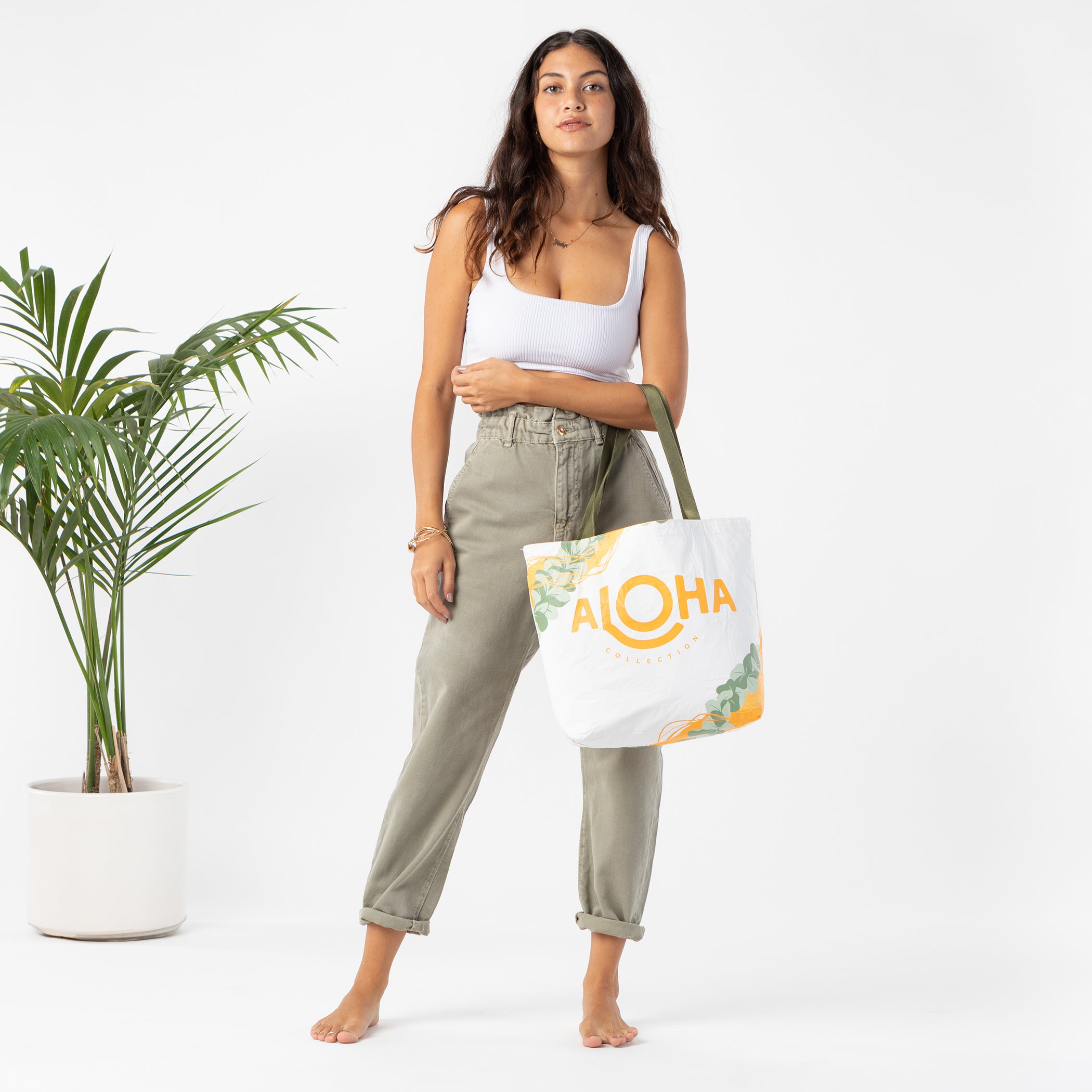 Island Wear Hawaiian Canvas Tote Bag, Reversible Pattern, Large