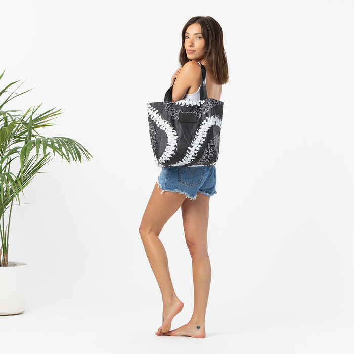 ALOHA COLLECTION REVERSIBLE TOTE / PUAKENIKENI / WHITE/BLACK