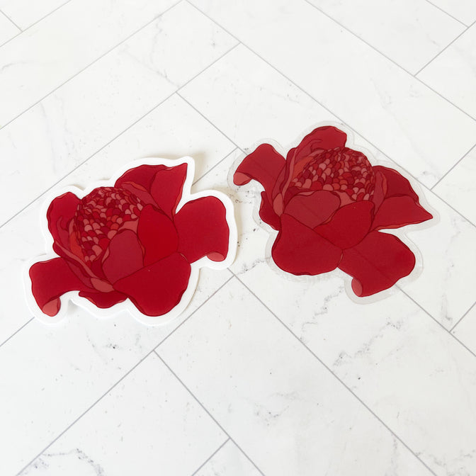 KAKOU COLLECTIVE RED TORCH GINGER CLEAR VINYL STICKER