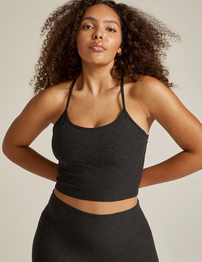 BEYOND YOGA SPACEDYE SLIM RACERBACK CROPPED TANK - DARKEST NIGHT SD4382