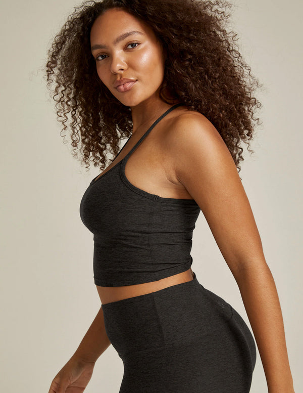 BEYOND YOGA SPACEDYE SLIM RACERBACK CROPPED TANK - DARKEST NIGHT SD4382