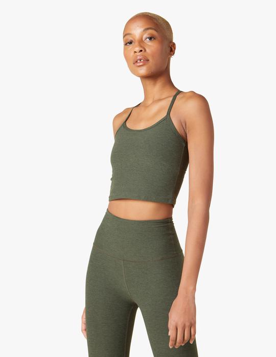 BEYOND YOGA SLIM RACERBACK CROPPED TANK - MIDNIGHT GREEN HEATHER SD438 –  Work It Out