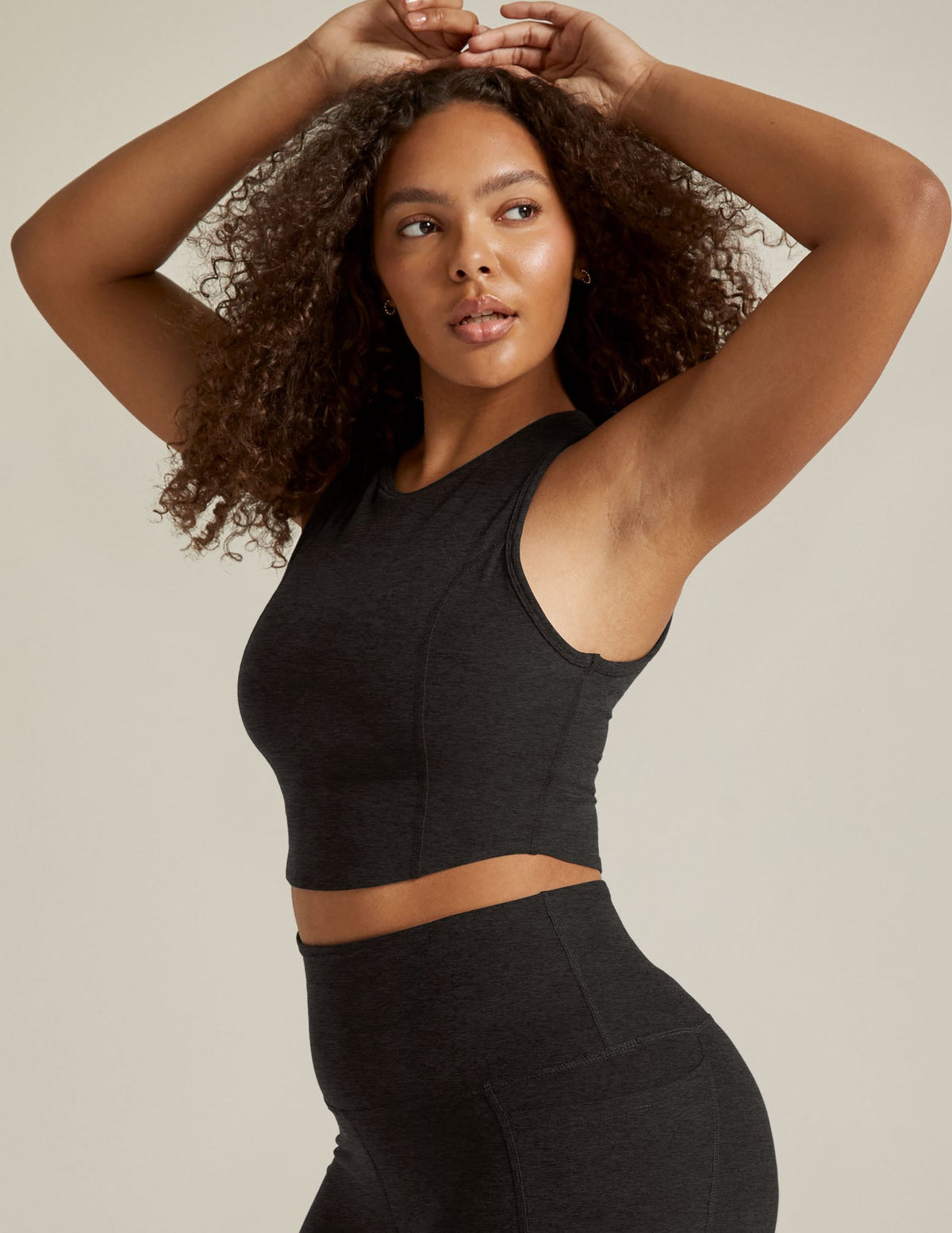 BEYOND YOGA SPACEDYE MOTIVATE CROPPED - DARKEST NIGHT SD4640