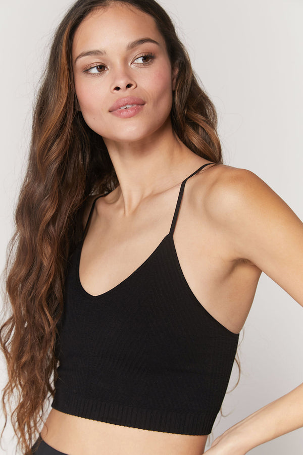 SPIRITUAL GANGSTER ROW SEAMLESS CROP - BLACK