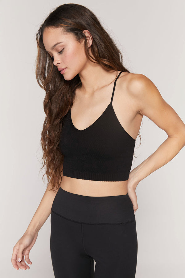 SPIRITUAL GANGSTER ROW SEAMLESS CROP - BLACK