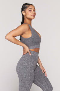 SPIRITUAL GANGSTER METTA SEAMLESS PLUNGE BRAMI - HEATHER GRAY