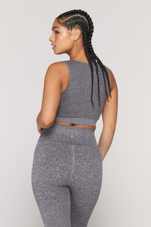 SPIRITUAL GANGSTER METTA SEAMLESS PLUNGE BRAMI - HEATHER GRAY