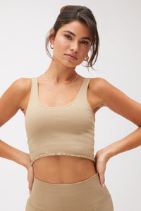 SPIRITUAL GANGSTER AMOR SEAMLESS CROP TANK - DESERT