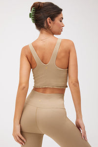 SPIRITUAL GANGSTER AMOR SEAMLESS CROP TANK - DESERT