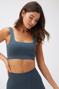 SPIRITUAL GANGSTER AMARA SEAMLESS WIDE RIB BRA - DARK SEA BLUE